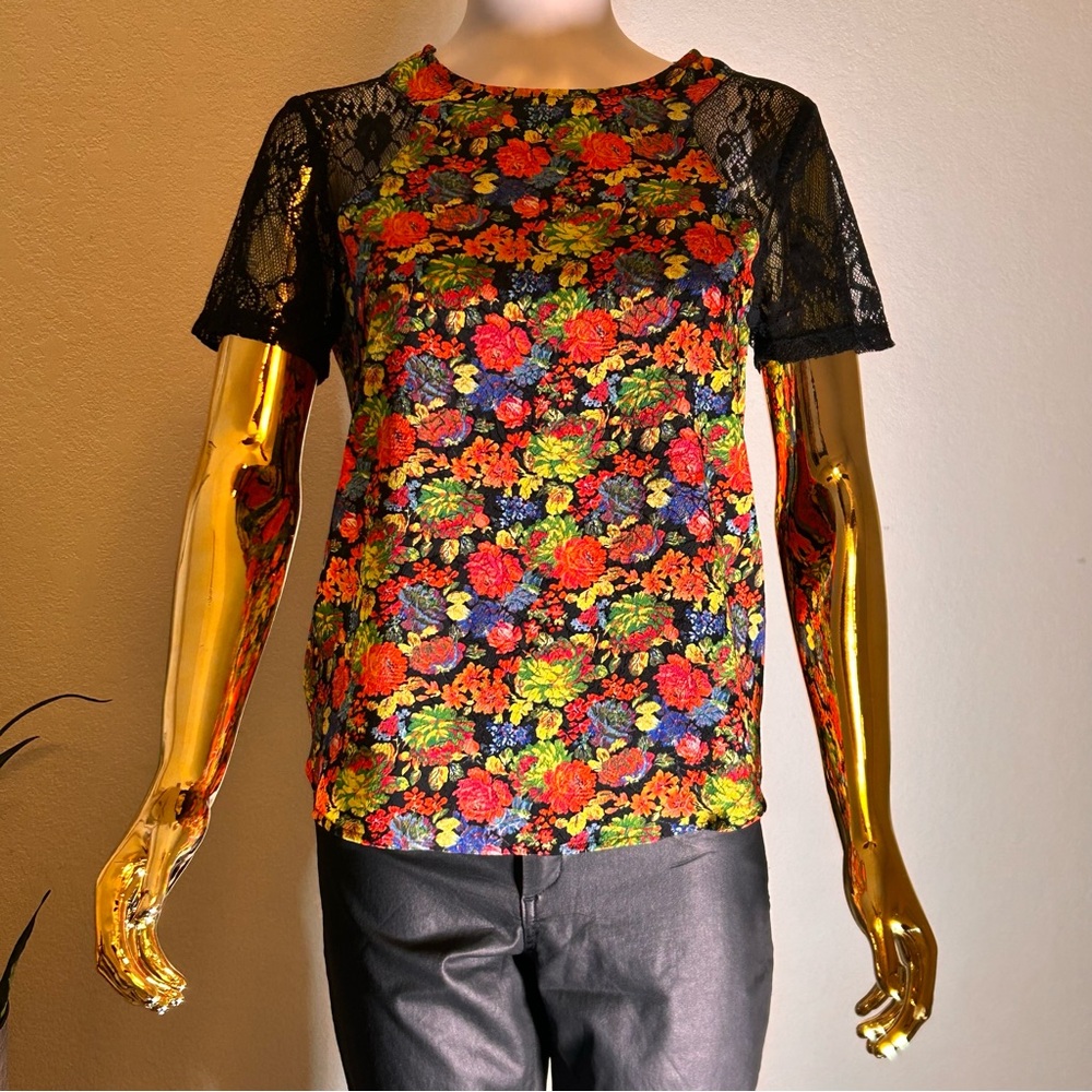 ASTR Multicolor Floral Lace Top